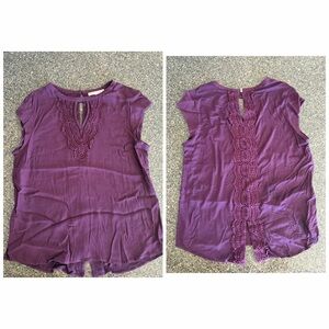 Purple Lace Detail Women's Top